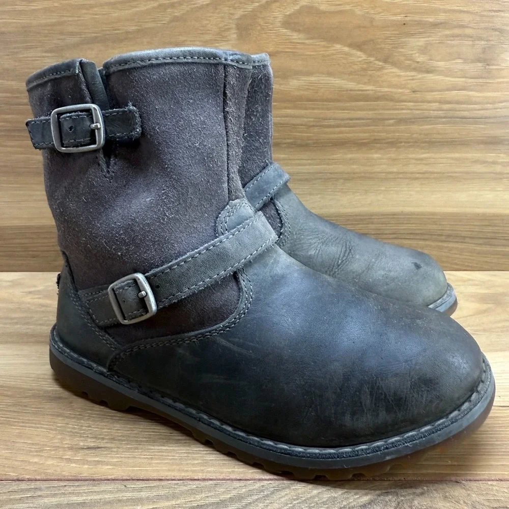 UGG‎ Toddler Harwell Kids Boots 12 Gray Leather Zipper